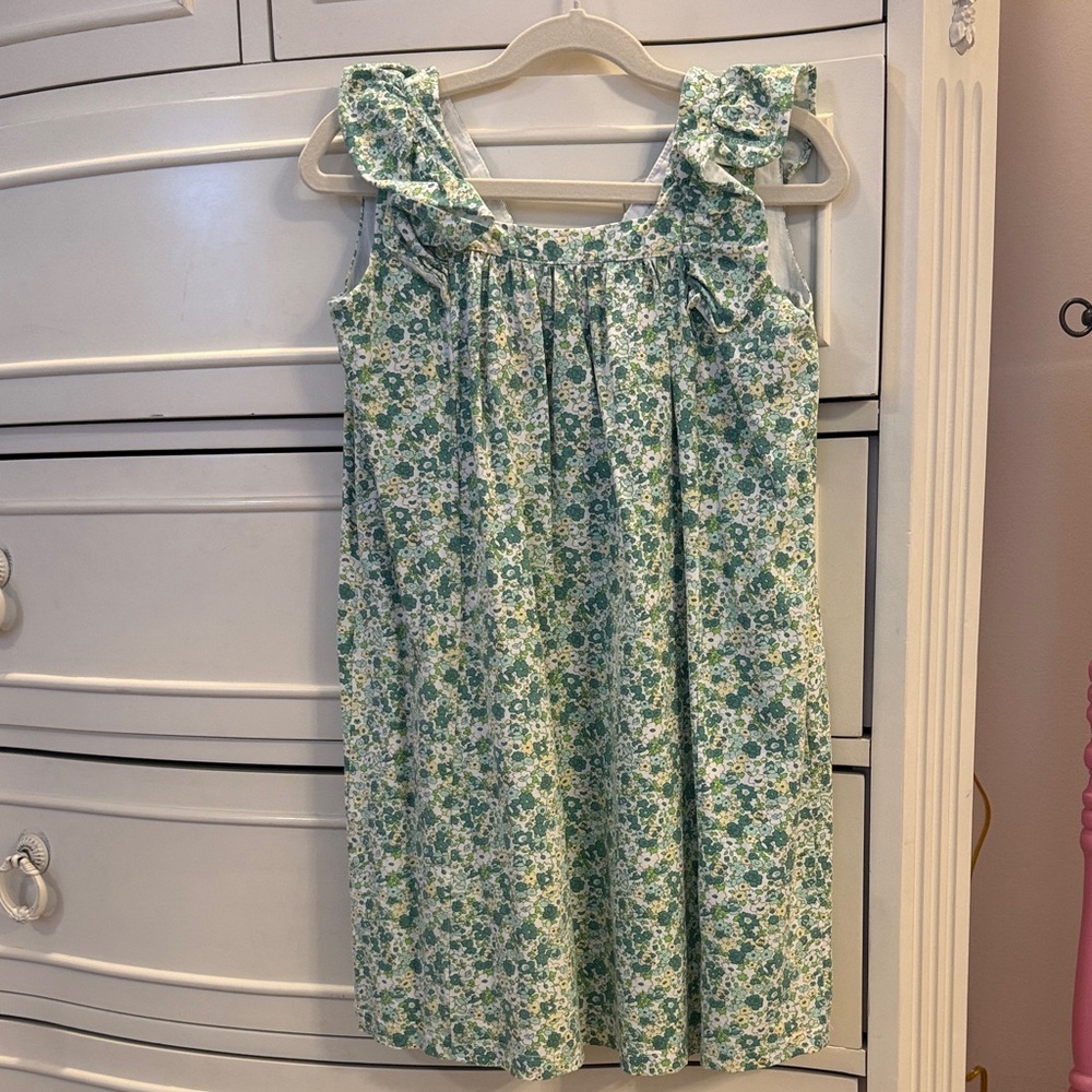 Bisby Girl 7 Floral Green Knit Ruffle Dress